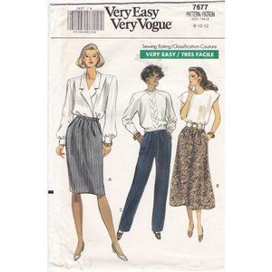 Vintage Sewing PATTERN Very Easy Very Vogue 7677, Misses 1989 Skirt and Pants